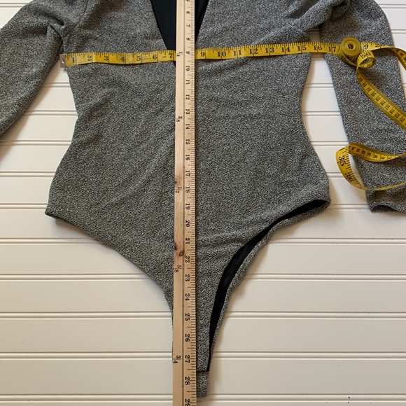 Zara Tops Nwt Bloggers Fav Zara Metallic Thread Silver Bodysuit